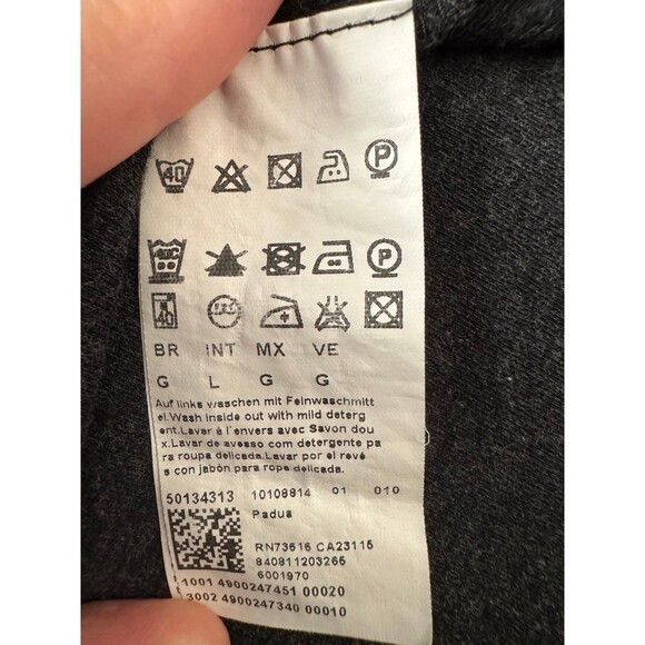 HUGO BOSS MENS L 1/2 ZIP CASUAL SWEATER BLACK CHARCOAL GREY PIMA 100% COTTON - Picture 5 of 7